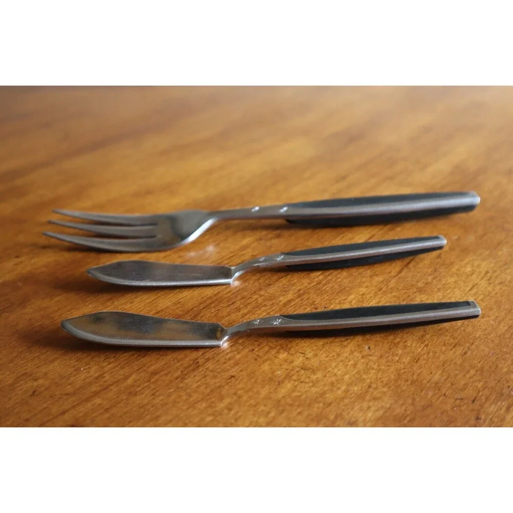 Mar-Crest MCFMCF3 Stainless Ebony 2 Star Twin Starburst: Meat Fork Spreader